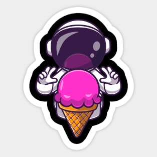 Astronaut Fortune Telling with Planet Ice Cream Cartoon Sticker